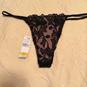 NATORI Designer Persian Pink and Black Thong NWT SZ M